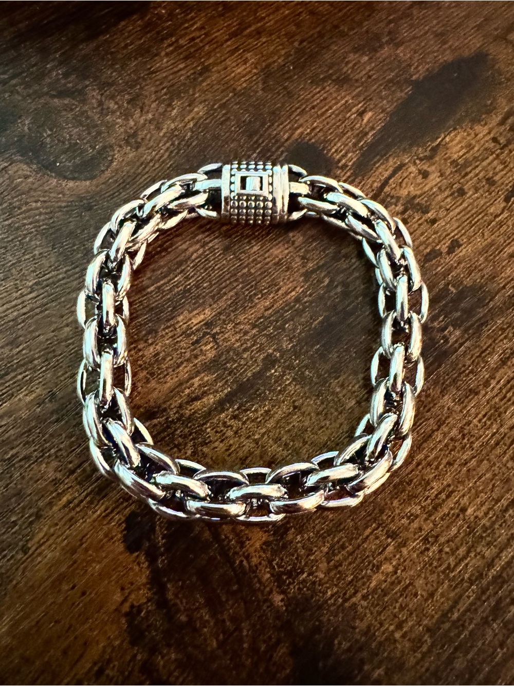 Source Unknown Silver Tone Chunky Chain Bracelet Size 8 - Picture 2 of 2